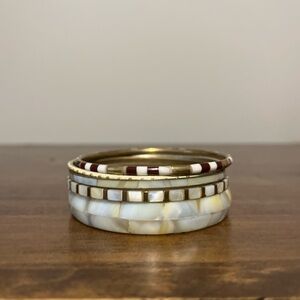Ivory & Gold Bangle Bracelet Set